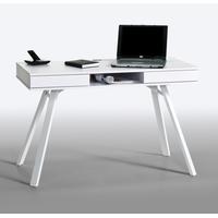 French Laptop Office Desk In White With Drawers And Metal Legs