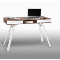 French Laptop Office Desk In White And Sanoma Oak With Drawers