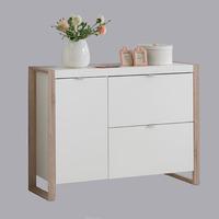 Frame7 Wooden Shoe cabinet in Pear White And Oak Finish Legs