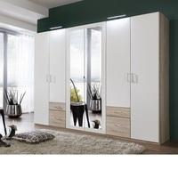 Fresh Wardrobe White Oak 4 Doors 2 Mirror 4 Drawers