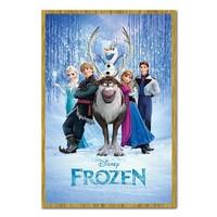 Frozen Disney Movie Cast Poster Oak Framed - 96.5 x 66 cms (Approx 38 x 26 inches)