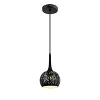 Franklite PCH138 Perfora Ceiling Pendant - 200mm Diameter - In Black Metal With White Inside