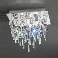 franklite cf5721 square 4 light crystal bathroom flush ceiling light