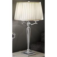 Franklite TL896 Chrome and Crystal Table Lamp With Pleated Cream Shade