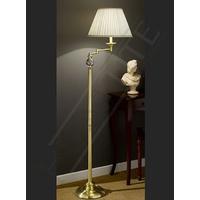 Franklite SL207 Satin Brass Swing-Arm Floor Lamp With Cream Pleated Shade