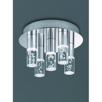 Franklite CF5764 Chrome Semi Flush Ceiling Light With 5 Satin Nickel Bubbled Effect Stems