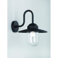 Franklite EXT6615 Exto Matt Black Wall Bracket With Clear Long Bowl Shaped Shade