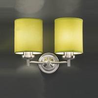 Franklite FL2315/2/1155 Vivace 2 Light Wall Light In Satin Nickel With Yellow Shades