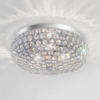 Franklite FL2275/3 Marquesa Flush Ceiling Light In Chrome With Hexagonal Crystal Glass Sections