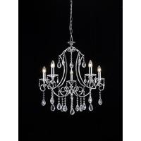 Franklite FL2330/5 Cinzia 5 Light Ceiling Pendant In Chrome With Crystal Glass Sconces And Drops