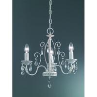 Franklite FL2355/3 Aria 3 Light Ceiling Pendant In White Ironwork With Gold Highlights And Crystals