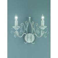 Franklite FL2355/2 Aria 2 Light Wall Light In White Ironwork With Gold Highlights And Crystals