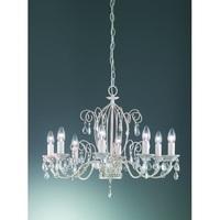Franklite FL2355/8 Aria 8 Light Ceiling Pendant In White Ironwork With Gold Hightlights And Crystals