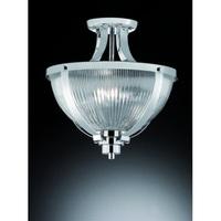 Franklite CF5748 Merton Semi Flush Ceiling Light In Chrome With Clear Ribbed Glass