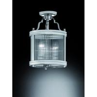 Franklite LA7015 Merton 3 Light Semi Flush Ceiling Lantern In Chrome With Clear Reeded Glass Panels