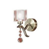 Franklite FL2165/1 Theory 1 Light Wall Light In Chrome And Bronze With Glass Shade And Crystal Drops