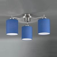 Franklite FL2315/3/1154 Vivace 3 Light Semi Flush Ceiling Light In Satin Nickel With Blue Shades