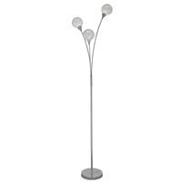 Franklite SL222 Protea Standard Floor Lamp In Chrome With Three Textured Clear Glass Spheres