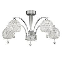 Franklite FL2337/5 Neo 5 Light Semi Flush Ceiling Light In Chrome, Dimpled Glass Shades And Crystals