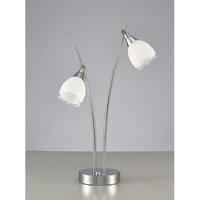 Franklite TL982 Lutina 2 Light Table Lamp In Chrome With Clear Edged Satin White Glass Shades