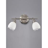 Franklite SPOT8972 Lutina 2 Light Wall Light In Satin Nickel With Clear Edged White Satin Shades