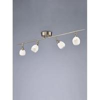 Franklite SPOT8974 Lutina 4 Light Bar Ceiling Light In Satin Nickel With Clear Edged White Shades