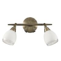 Franklite SPOT8982 Lutina 2 Light Wall Light In Bronze With Clear Edged White Glass Shades