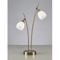 Franklite TL984 Lutina 2 Light Table Lamp In Bronze With Clear Edged White Glass Shades