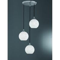 Franklite FL2356/3/983 Vetross Ice 3 Light Ceiling Pendant With Round Ceiling Plate In Satin Nickel