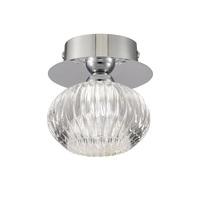 Franklite CF5749 Tizzy 1 Light Flush Ceiling Light In Chrome With Clear Ripple Effect Glass
