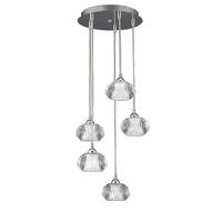 Franklite FL2344/5 Tizzy 5 Light Ceiling Pendant In Chrome With Clear Ripple Effect Glass Shades