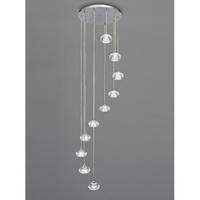 Franklite FL2343/10 Tizzy 10 Light Ceiling Pendant In Chrome With Clear Ripple Effect Glass Shades