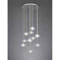 Franklite FL2344/10 Tizzy 10 Light Ceiling Pendant In Chrome With Clear Ripple Effect Glass Shades