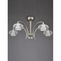 Franklite FL2335/5 Ripple 5 Light Ceiling Pendant In Satin Nickel With Clear Ribbed Glass Shades