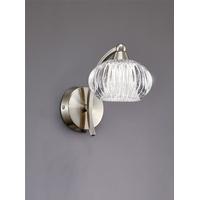 Franklite FL2335/1 Ripple 1 Light Wall Light In Satin Nickel With Clear Ribbed Glass Shade