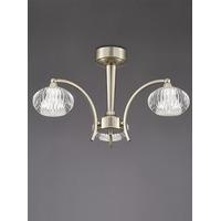 Franklite FL2335/3 Ripple 3 Light Ceiling Pendant In Satin Nickel With Clear Ribbed Glass Shades