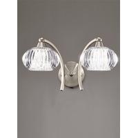 franklite fl23352 ripple 2 light wall light in satin nickel with clear ...