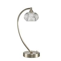 Franklite TL987 Ripple1 Light Table Lamp In Satin Nickel With Clear Ribbed Glass Shade