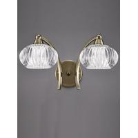 Franklite FL2336/2 Ripple 2 Light Wall Light In Bronze With Clear Ribbed Glass Shades