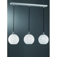 Franklite FL2290/3/983 Vetross Ice 3 Light Ceiling Bar Pendant In Satin Nickel With Wavy Line Shades
