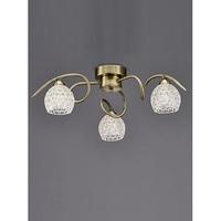 Franklite FL2348/3 Springa 3 Light Semi Flush Ceiling Light In Bronze With Dimpled Glass Shades