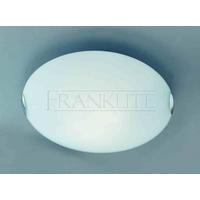 Franklite CF5025 Large Flush Light With Opal Glass And Chrome Clips