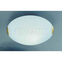 Franklite CF5022 Small Flush Light With Opal Glass And Brass Finish Clips
