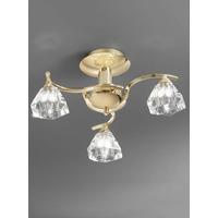 Franklite FL2230/3 Twista Brass 3 Light Semi-Flush Ceiling Lamp