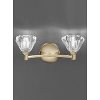 franklite fl22302 twista brass 2 light wall lamp with crystal shades