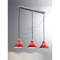 Franklite FL2290/3/925 Vetross 3 Light Ceiling Bar Pendant in Red