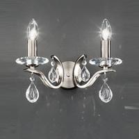 Franklite FL2298/2 Willow 2 Light Satin Nickel and Crystal Wall Light