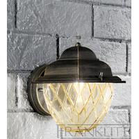 Franklite EXT6608 Giardino 1 Light Exterior Wall Lantern, Amber Glass