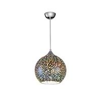 Franklite PCH126 Vision - 200mm Diameter - Glass Sphere Ceiling Pendant In Silver And Chrome