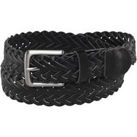 French Connection Mens Plaited Leather Belt With Pop Edge Black